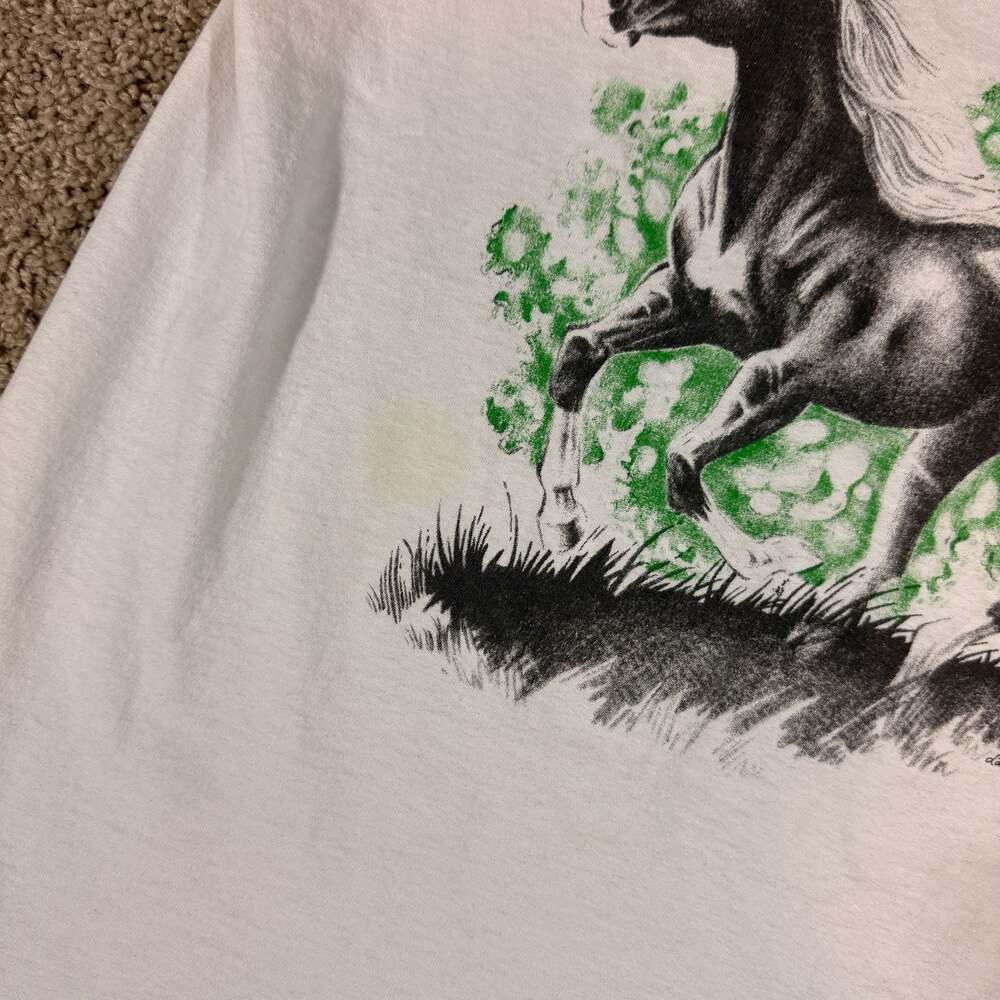 Vintage Horse Graphic T Shirt USA Made Fruit Of The Loom‎ BEST Tag L White Tee - Picture 3 of 6